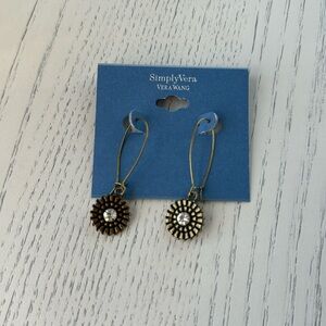 Simply Vera Wang Flower medallion gold tone polished earrings